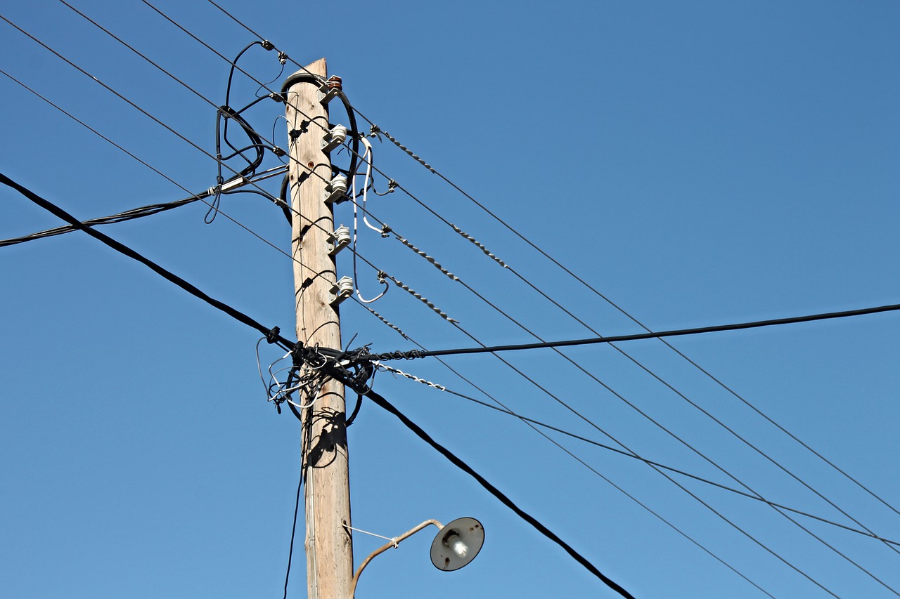 strommast, telegraph pole, lines